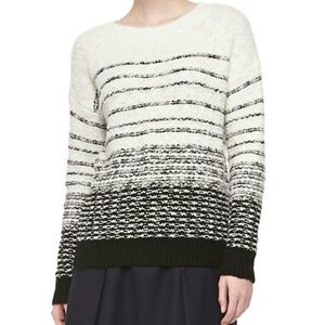 Vince Textured Knit Striped Crewneck Sweater Small